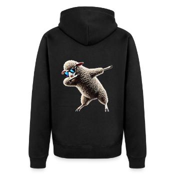 Lustiger Dabbing Schaf Tanzen Tierliebhaber Dab - Unisex Premium Bio Zip Hoodie - Schwarz - Hinten - Nico (187cm)