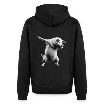 Funny Dabbing Pig Farmer Animal Lover Dab - Unisex Premium Organic Zip Hoodie - black - Back - Nico (187cm)