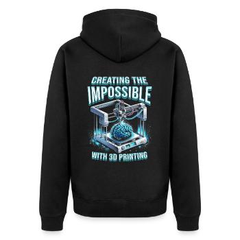 Creating The Impossible With 3D Printing - Unisex Premium Bio Zip Hoodie - Schwarz - Hinten - Nico (187cm)