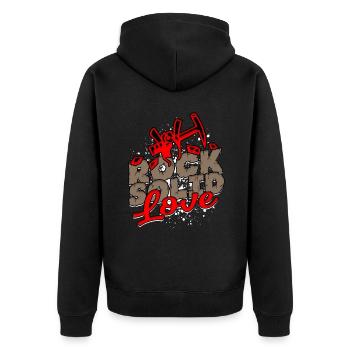 Geologie Geologe Geowissenschaft Rock Solid Love - Unisex Premium Bio Zip Hoodie - Schwarz - Hinten - Nico (187cm)