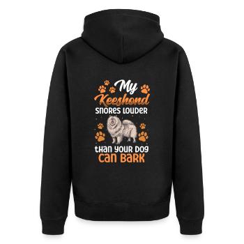 Wolfsspitz schnarcht lauter Keeshond - Unisex Premium Bio Zip Hoodie - Schwarz - Hinten - Nico (187cm)
