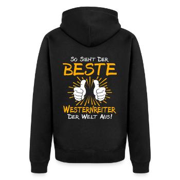 Idée cadeau westernwestern rider - Veste à capuche bio Premium Unisexe - noir - Dos - Nico (187cm)