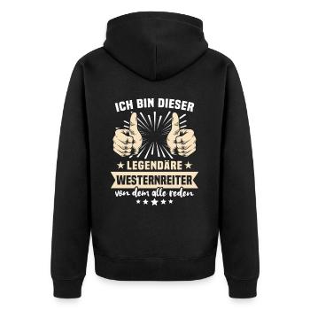 Dictons du Western Rider - Veste à capuche bio Premium Unisexe - noir - Dos - Nico (187cm)