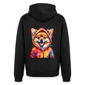 Loulou de Poméranie Sweat à capuche de Poméranie Imprimé chien - Veste à capuche bio Premium Unisexe - noir - Dos - Nico (187cm)