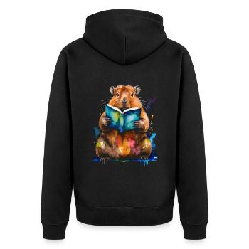 Capybara livre de lecture Capy coloré Animal Design Print - Veste à capuche bio Premium Unisexe - noir - Dos - Nico (187cm)