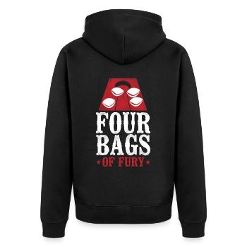 Cornhole Team Bean Bag Player - Unisex Premium Bio Zip Hoodie - Schwarz - Hinten - Nico (187cm)