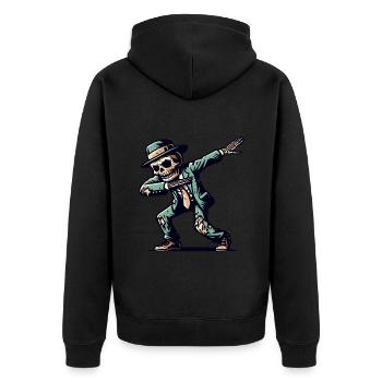 Dabbender Zombie Lustiges Dabbing Design - Unisex Premium Bio Zip Hoodie - Schwarz - Hinten - Nico (187cm)