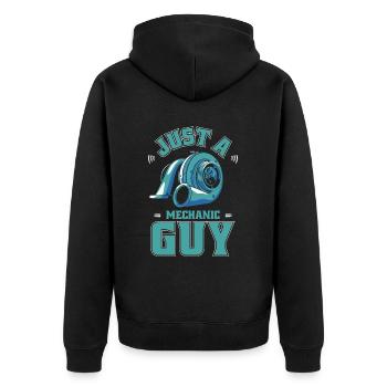 Schrauber Tuning Tuner Just A Car Tuning Guy - Unisex Premium Bio Zip Hoodie - Schwarz - Hinten - Nico (187cm)