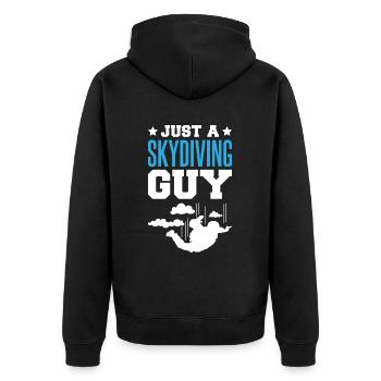 Fallschirmspringer Fallschirmspringen - Unisex Premium Bio Zip Hoodie - Schwarz - Hinten - Nico (187cm)