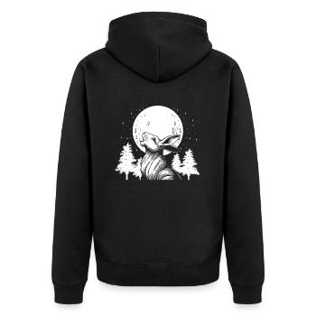 Bunny Rabbit Moon Howling - Unisex Premium Organic Zip Hoodie - black - Back - Nico (187cm)