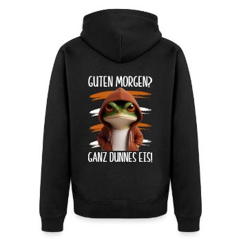 Good morning? Very Thin Ice Frog Frog Funnier - Unisex Premium Organic Zip Hoodie - black - Back - Nico (187cm)
