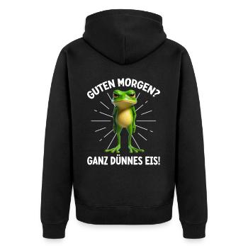 Good morning? Very Thin Ice Frog Frog Funnier - Unisex Premium Organic Zip Hoodie - black - Back - Nico (187cm)