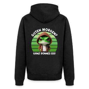 Good morning? Very Thin Ice Frog Frog Funnier - Unisex Premium Organic Zip Hoodie - black - Back - Nico (187cm)