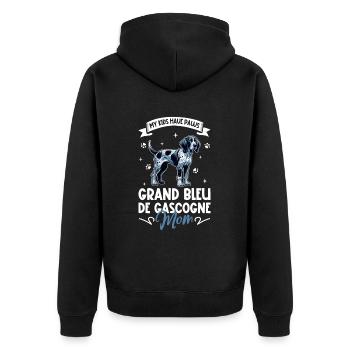 Grand Bleu de Gascogne Mama - Veste à capuche bio Premium Unisexe - noir - Dos - Nico (187cm)