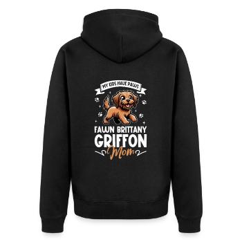 Griffon Fauve de Bretagne Mama - Unisex Premium Bio Zip Hoodie - Schwarz - Hinten - Nico (187cm)