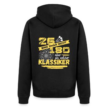 26 are not 180 but a real classic - Unisex Premium Organic Zip Hoodie - black - Back - Nico (187cm)