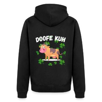 Funny Saying Stupid Cow Fun Sayings Humor - Unisex Premium Organic Zip Hoodie - black - Back - Nico (187cm)