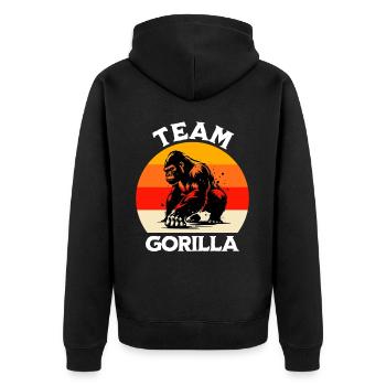 Lustige Berggorilla Sprüche - Unisex Premium Bio Zip Hoodie - Schwarz - Hinten - Nico (187cm)