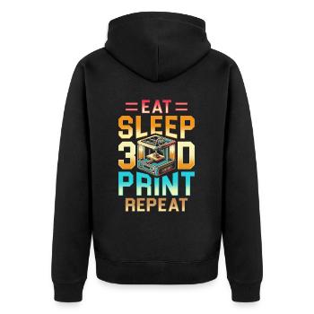 3D Printing 3D Engineer Eat Sleep 3D Print Repeat - Unisex Premium Organic Zip Hoodie - black - Back - Nico (187cm)