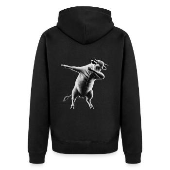 Funny Dabbing Cow Dancing Animal Lover Dab Animals - Unisex Premium Organic Zip Hoodie - black - Back - Nico (187cm)