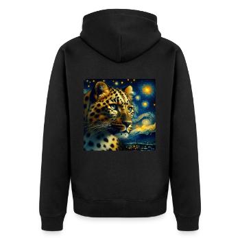 Amurleopard Starry Night - Unisex Premium Bio Zip Hoodie - Schwarz - Hinten - Nico (187cm)