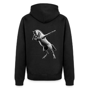 Funny Dabbing Horse Dancing Animal Lover Dab - Unisex Premium Organic Zip Hoodie - black - Back - Nico (187cm)