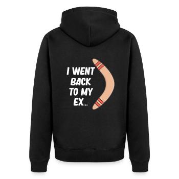 I went back to my ex. Lustiger - Unisex Premium Organic Zip Hoodie - black - Back - Nico (187cm)