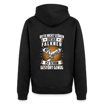 Falkner ist schon gestört Beizjagd Falknerei - Unisex Premium Bio Zip Hoodie - Schwarz - Hinten - Nico (187cm)