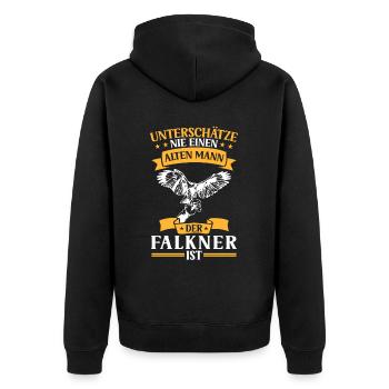 Alter Mann der Falkner ist Beizjagd Falknerei - Unisex Premium Bio Zip Hoodie - Schwarz - Hinten - Nico (187cm)
