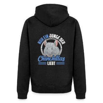 Le garçon de chinchilla aime les chinchillas rongeurs - Veste à capuche bio Premium Unisexe - noir - Dos - Nico (187cm)