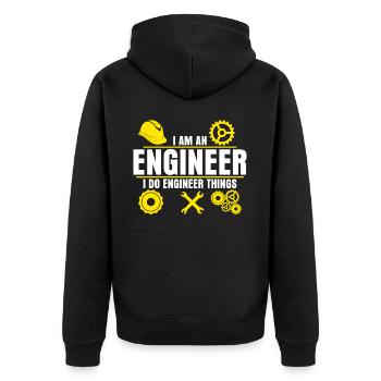 Engineer Engineers Engineering - Unisex Premium Bio Zip Hoodie - Schwarz - Hinten - Nico (187cm)