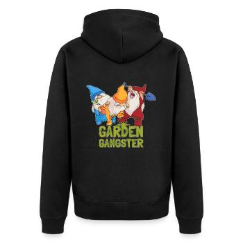 Jardinier Gnome Gnome Garden Gangster - Veste à capuche bio Premium Unisexe - noir - Dos - Nico (187cm)
