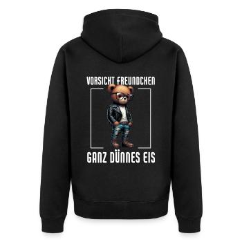 très mince crème glacée ami drôle ours en peluche - Veste à capuche bio Premium Unisexe - noir - Dos - Nico (187cm)