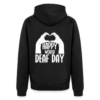 ASL Teacher American Sign Language - Unisex Premium Organic Zip Hoodie - black - Back - Nico (187cm)