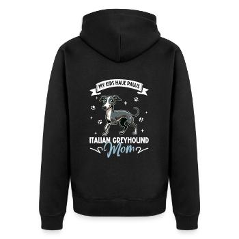 Italienisches Windspiel Mama - Unisex Premium Bio Zip Hoodie - Schwarz - Hinten - Nico (187cm)