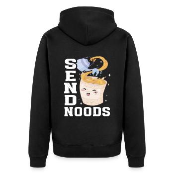 Send Noods Funny Japanese Ramen Noodle - Unisex Premium Bio Zip Hoodie - Schwarz - Hinten - Nico (187cm)