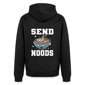 Send Noods Funny Japanese Ramen Noodle - Unisex Premium Bio Zip Hoodie - Schwarz - Hinten - Nico (187cm)