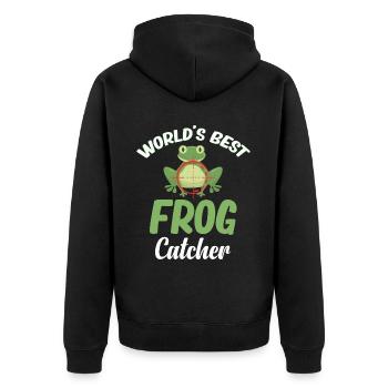 Meilleur attrape-grenouilles du monde Chasse Cottagecore Morelle - Veste à capuche bio Premium Unisexe - noir - Dos - Nico (187cm)