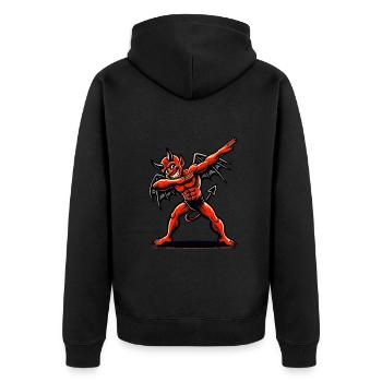 unDabbender Teufel Lustiges Dabbing Design - Unisex Premium Bio Zip Hoodie - Schwarz - Hinten - Nico (187cm)
