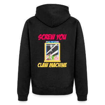 Screw You Claw Machine Lover Vending Amusement - Unisex Premium Organic Zip Hoodie - black - Back - Nico (187cm)
