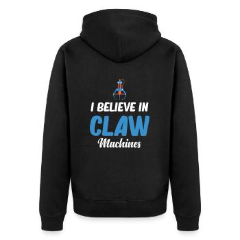 "i Believe In Claw Machines Lover Vending - Unisex Premium Organic Zip Hoodie - black - Back - Nico (187cm)