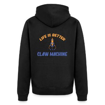 Life Is Better Claw Machine Lover Vending - Unisex Premium Organic Zip Hoodie - black - Back - Nico (187cm)