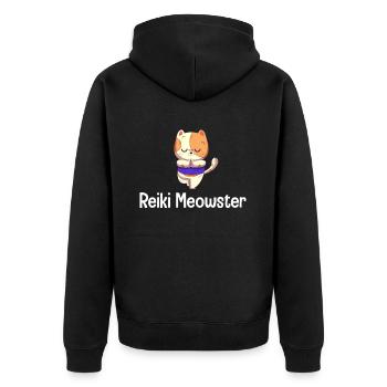 Reiki Meowster Chakra Guérison Bouddhiste - Veste à capuche bio Premium Unisexe - noir - Dos - Nico (187cm)