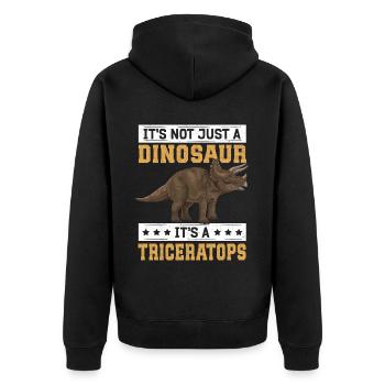 Triceratops Dinosaurier Dinos Geschenk - Unisex Premium Bio Zip Hoodie - Schwarz - Hinten - Nico (187cm)