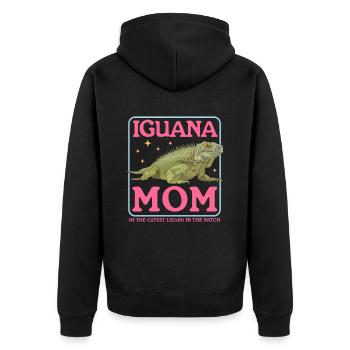 Leguan Mom Reptilien Eidechse Leguane Geschenk - Unisex Premium Bio Zip Hoodie - Schwarz - Hinten - Nico (187cm)