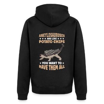 Ankylosaurus Ankylosaur Dinosaur Gift - Unisex Premium Organic Zip Hoodie - black - Back - Nico (187cm)