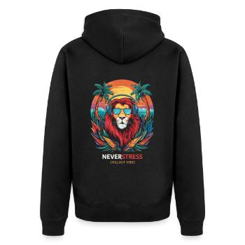 Löwe Chillout Vibes Design Entspannt und Stilvoll - Unisex Premium Bio Zip Hoodie - Schwarz - Hinten - Nico (187cm)