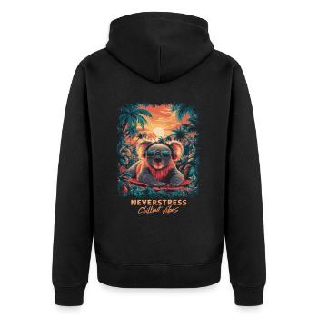 Koala Chillout Vibes Design Relaxed and Stylish - Unisex Premium Organic Zip Hoodie - black - Back - Nico (187cm)