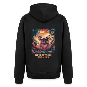 Koala Chillout Vibes Design Entspannt und Stilvoll - Unisex Premium Bio Zip Hoodie - Schwarz - Hinten - Nico (187cm)