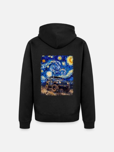 Mud Bogging Mudding Mud Racing Starry Night Painters - Unisex Premium Organic Zip Hoodie - black